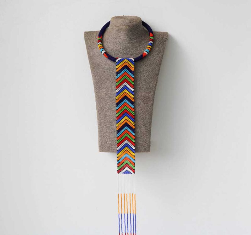 FIFI Dark Blue Zulu necklace is made using fine beads.