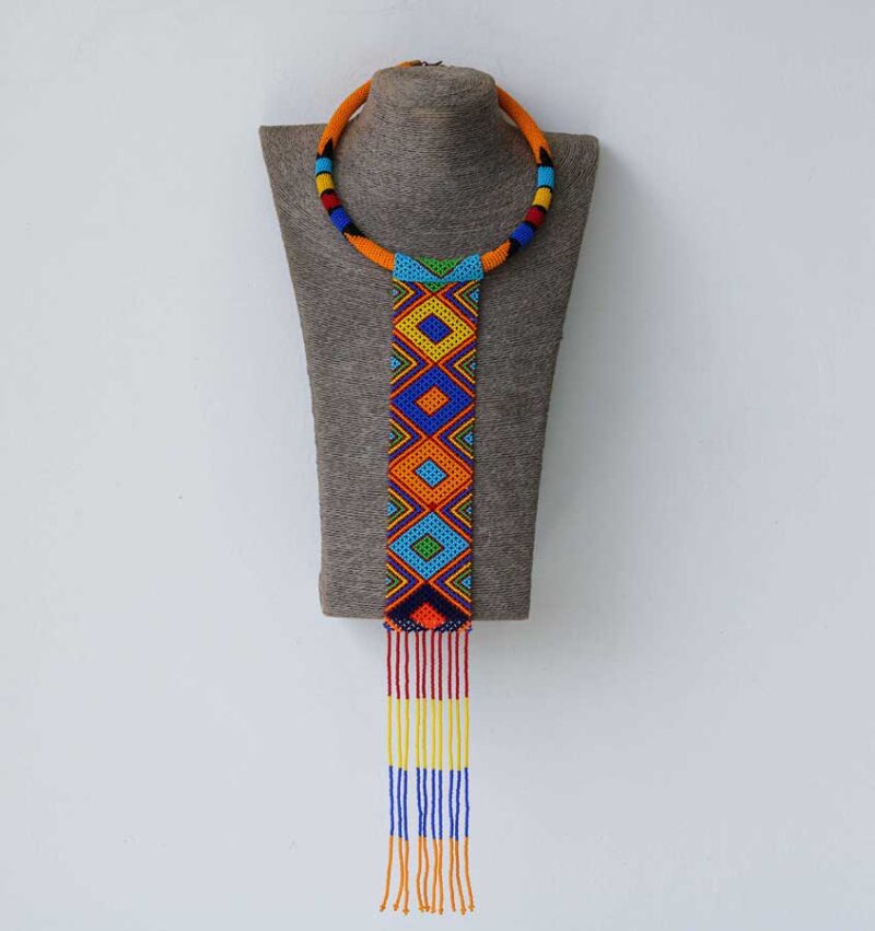 IMAMU Beaded Orange necklace, African Zulu necklace is a perfect to your loved one.