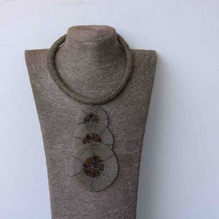 JAMALI Silver beaded tiered necklace, African Pendant necklace a perfect Christmas gift for mom, wife or girlfriend.