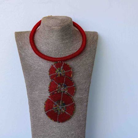 ABEDI Red beaded tiered necklace, African Pendant necklace is a perfect gift to your loved ones