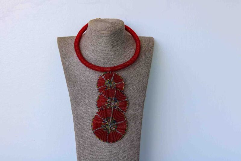 ABEDI Red beaded tiered necklace, African Pendant necklace is a perfect gift to your loved ones