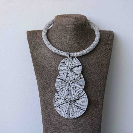 HODARI White tiered necklace, African beaded Pendant necklace is a perfect gift to your loved ones.