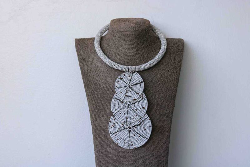 HODARI White tiered necklace, African beaded Pendant necklace is a perfect gift to your loved ones.