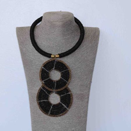 KAMARI Black tiered necklace, African beaded Pendant necklace is a perfect to your loved ones.