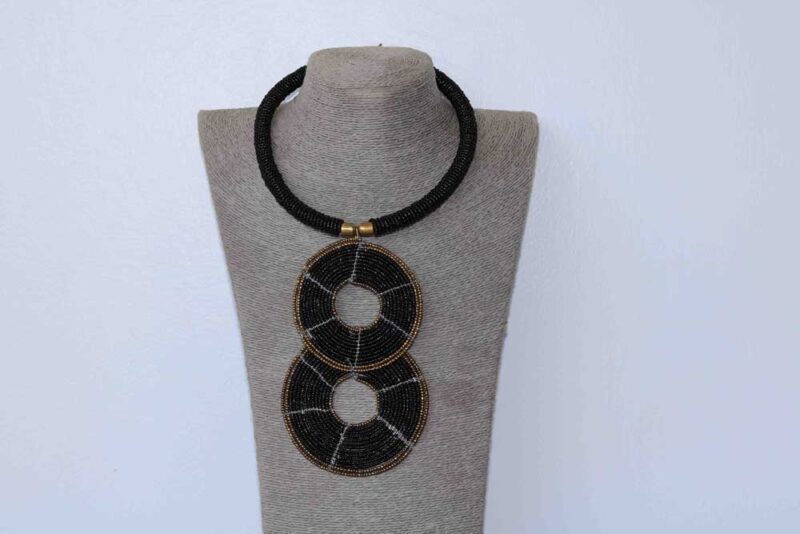 KAMARI Black tiered necklace, African beaded Pendant necklace is a perfect to your loved ones.