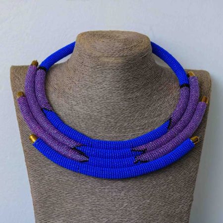 SITI Blue and Purple Zulu Beaded necklace, Maasai necklace can be a perfect gift for your loved ones.
