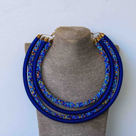 HASANI African Blue Beaded necklace is an elegant necklace that compliments any outfit.