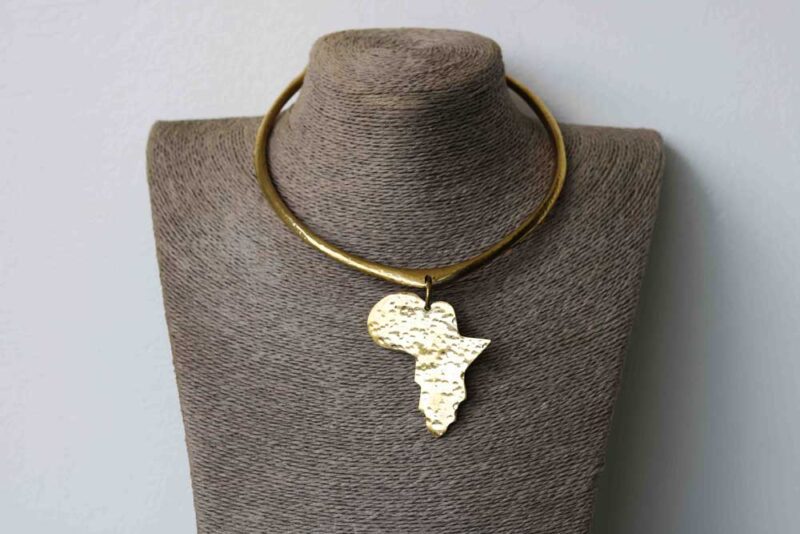This African brass necklace is elegant and compliments any outfit.
