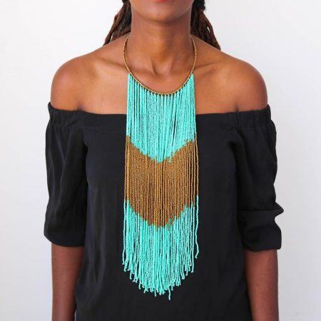 IMANI beaded fringe necklace to be worn in all occasions.