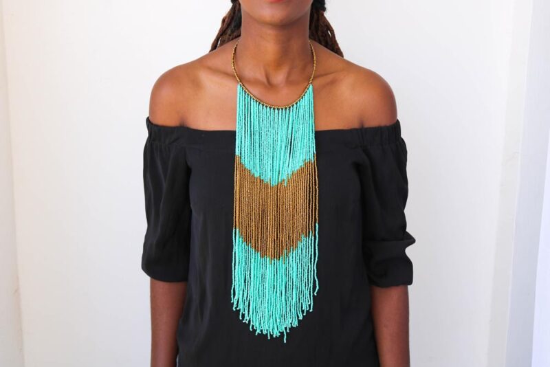 IMANI beaded fringe necklace to be worn in all occasions.