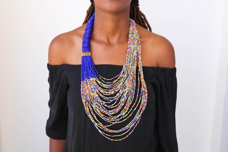 VASHA african beaded necklace to be worn in any occasion.