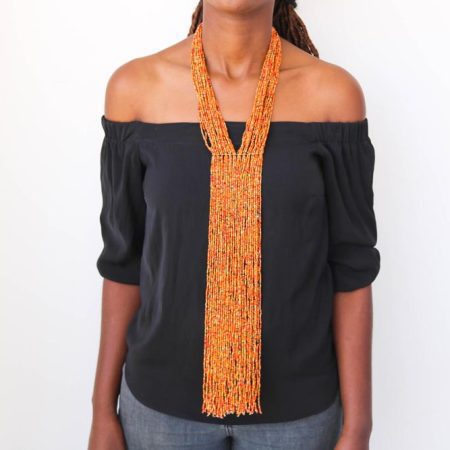 ADANA beaded fringe necklace made using 100% fine beads.