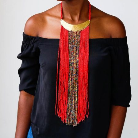 AHERI African beaded fringe necklace to be worn in all occasions