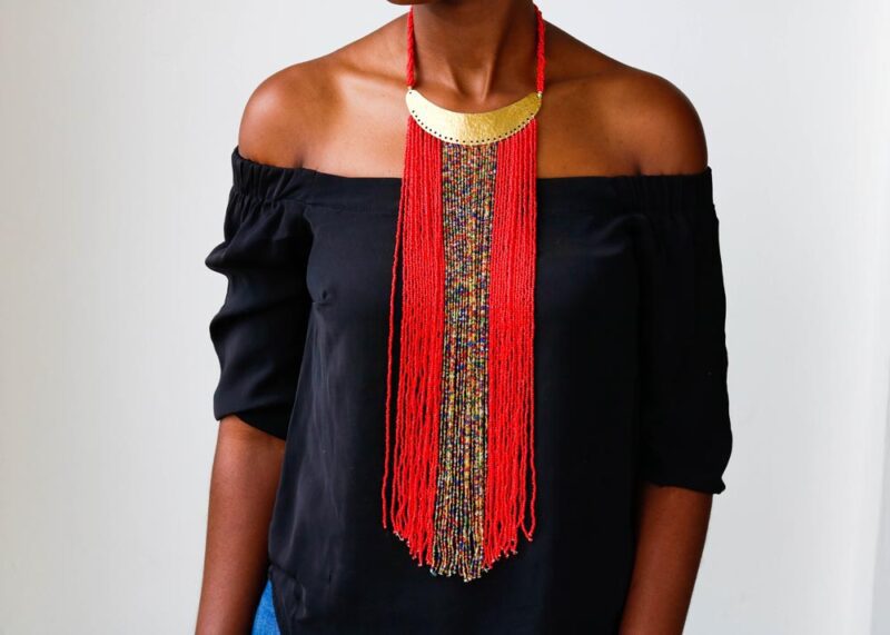 AHERI African beaded fringe necklace to be worn in all occasions