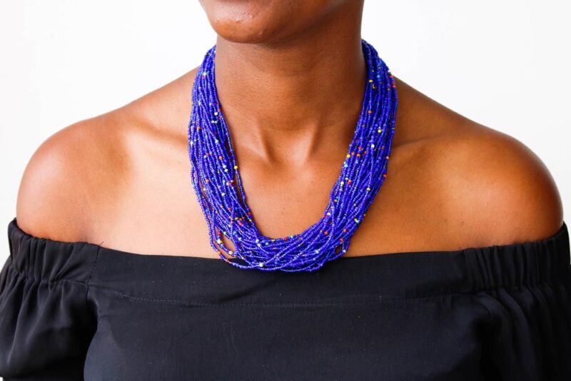 ARI African beaded fringe necklace can be worn in any occasion.