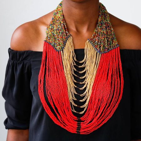MOTI African Red beaded necklace to be worn in any occasion.