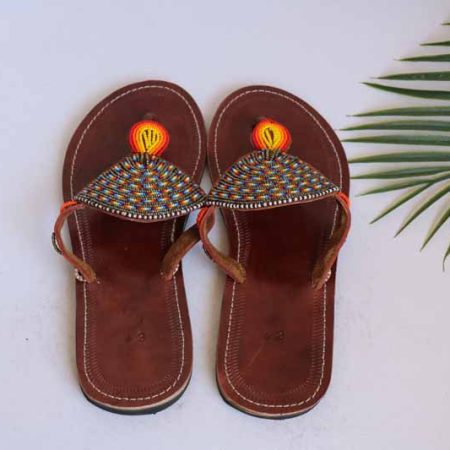 RUTO African Beaded Sandals, Handmade Leather Sandals