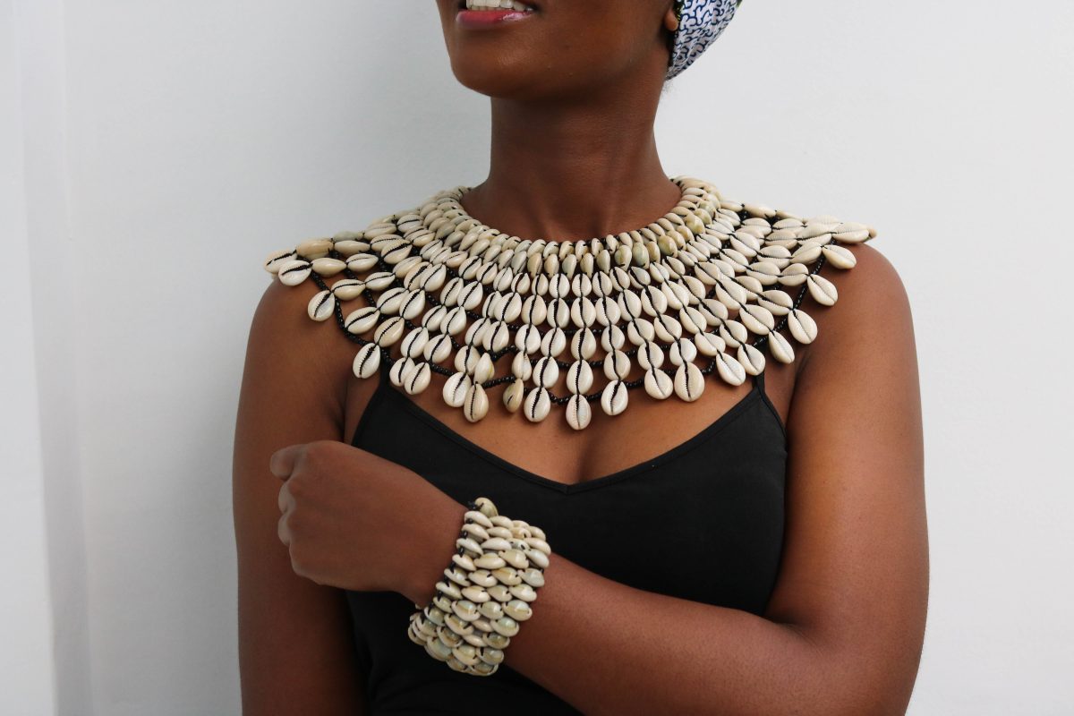 GACHIE African Cowrie Shell Necklace with matching bracelet