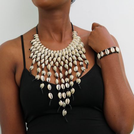 NYADISI African Cowrie Necklace with matching bracelet