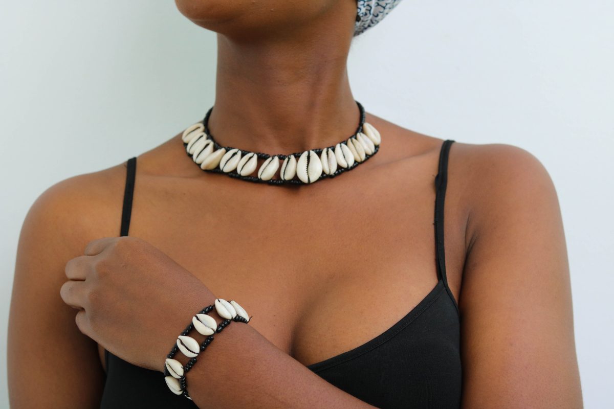 ADLA African Cowrie Necklace with matching bracelet