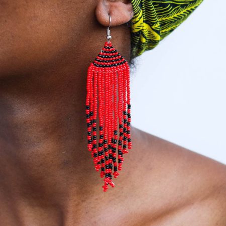 AMISI African Dangle Beaded Earrings