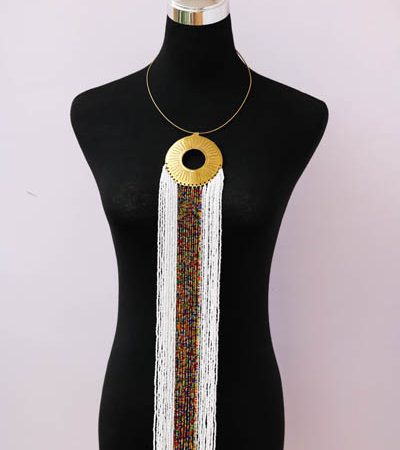 ANGA beaded fringe necklace